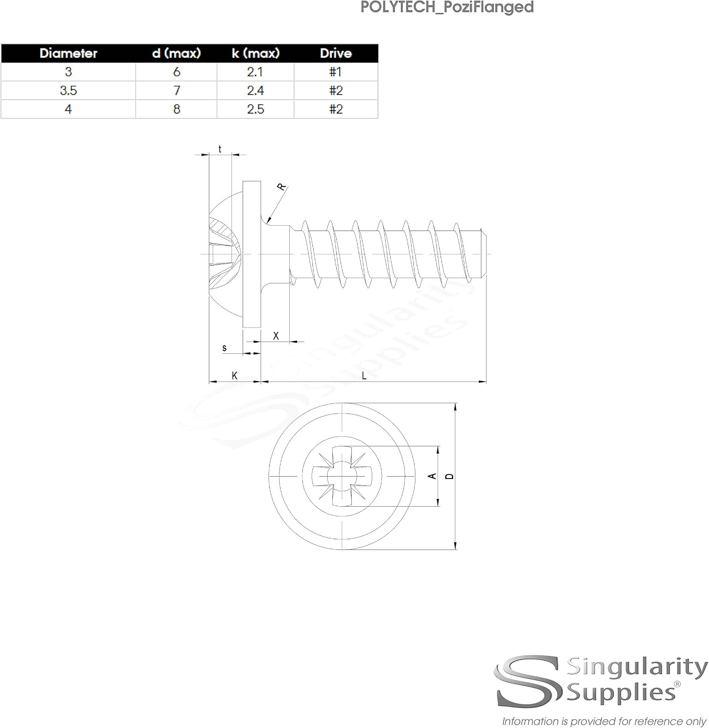D3.5 (3.5mm x 16mm) Pozi Pan Screws for Plastic (Flanged) - Stainless Steel (A2) (Pack of 20), 3.5x16 - Flanged - A2 (20) - Image 5