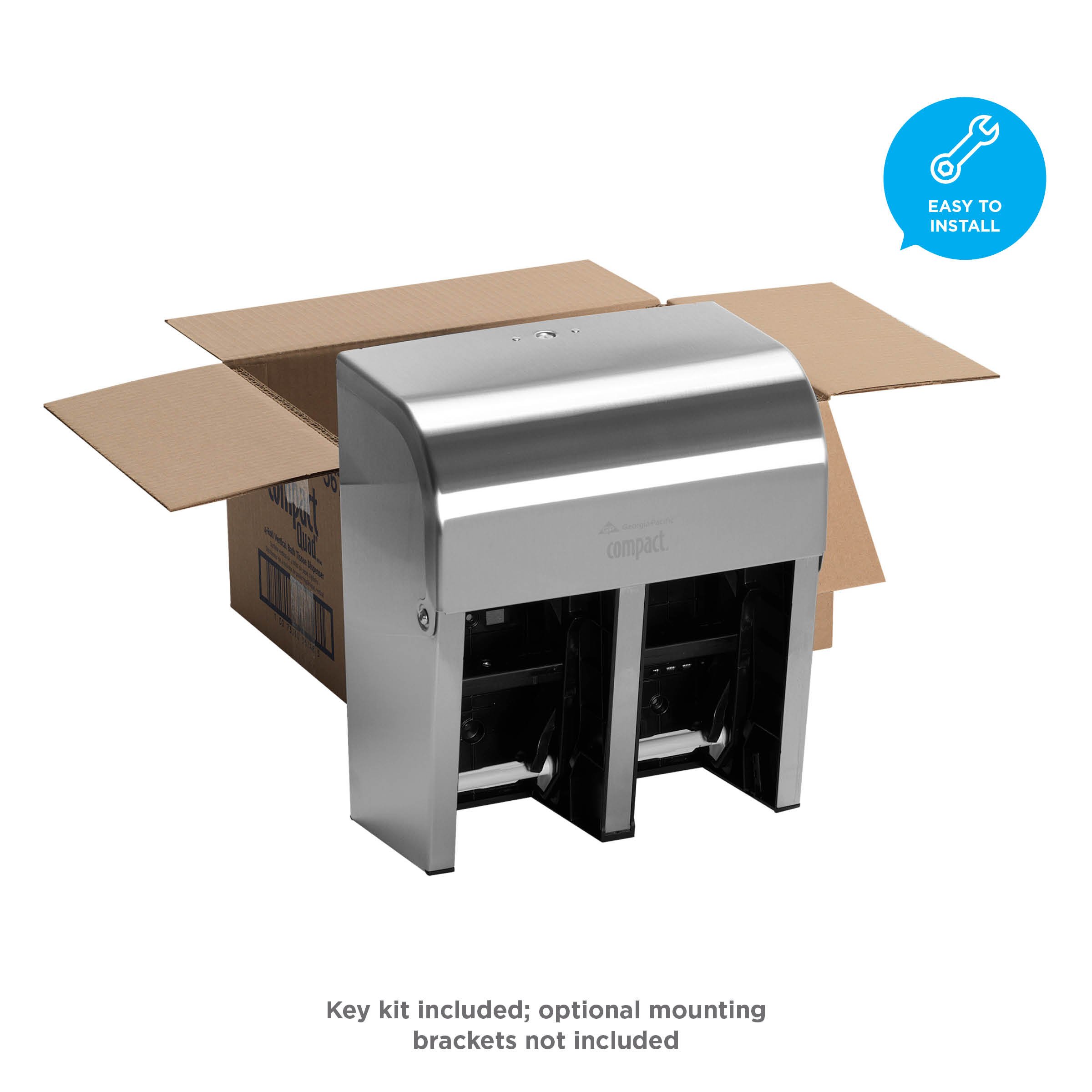 Compact 4Roll Quad Coreless HighCapacity Toilet Paper Dispenser by GP PRO