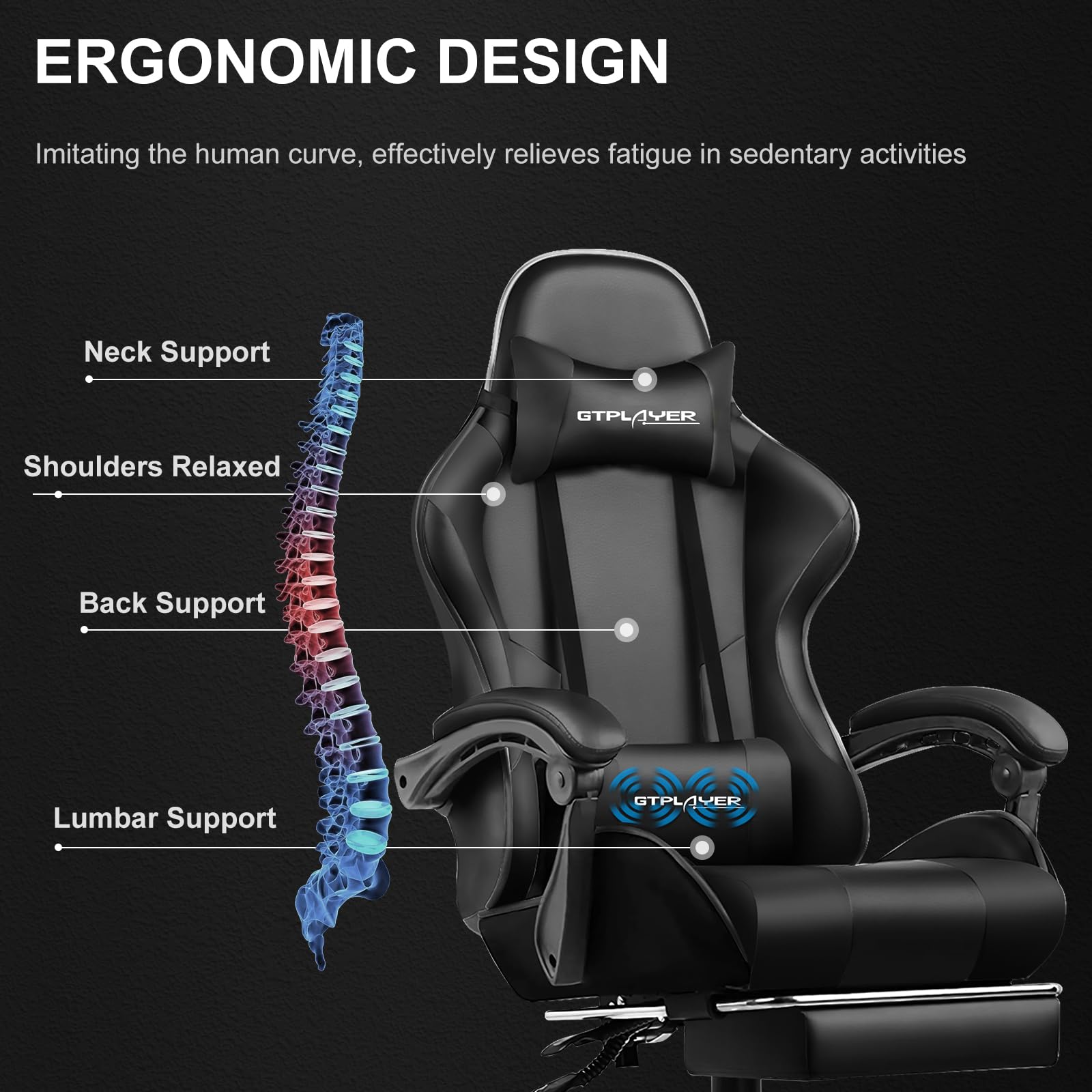 Office Chair Gtplayer Gaming Chair With Footrest Ergonomic Chair
