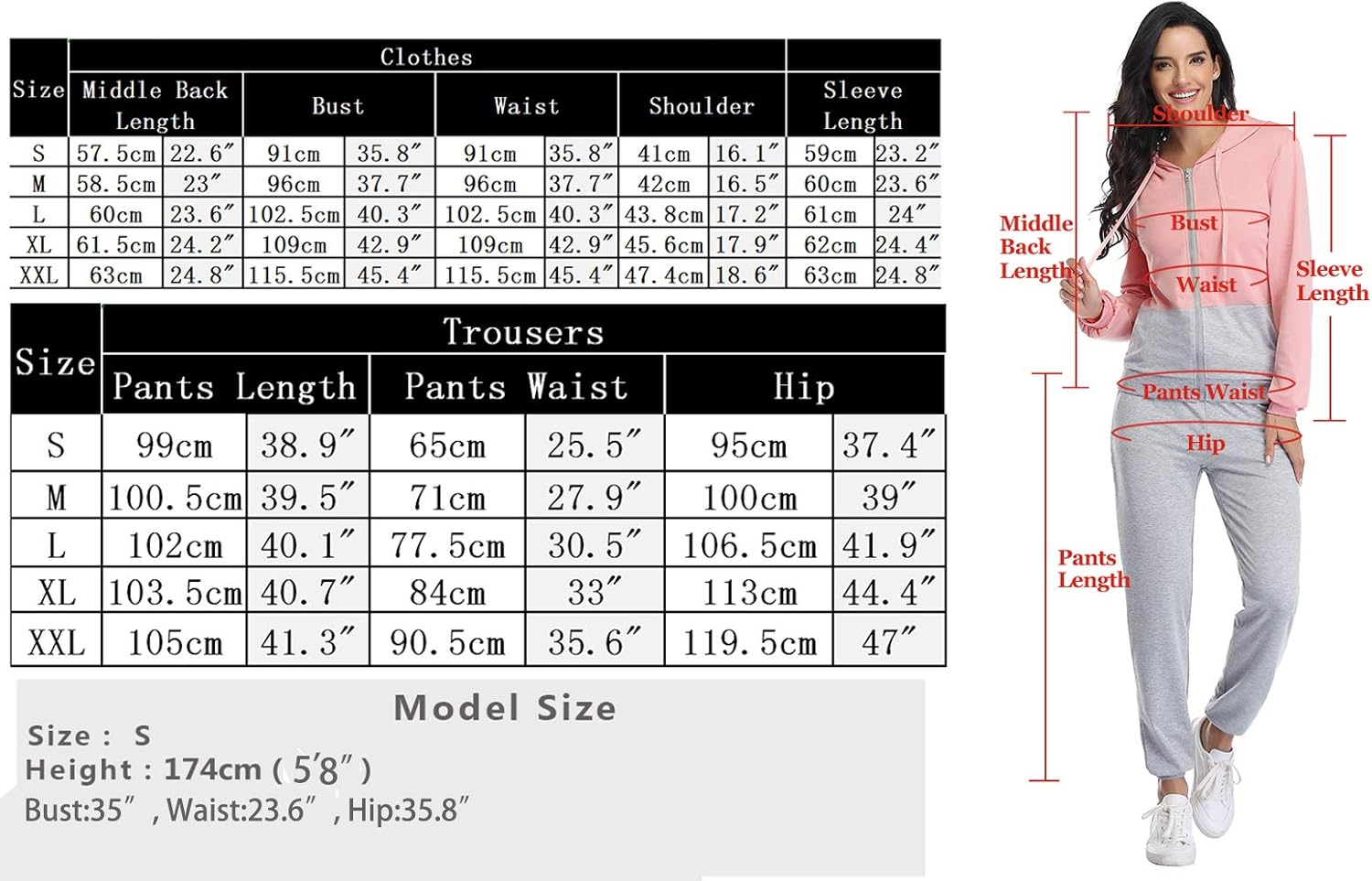 Aibrou Women's Casual 2pc Hooded Sweatsuit Color Block Tracksuit Set Full Zip Sweatshirts & Pants Set: Clothing