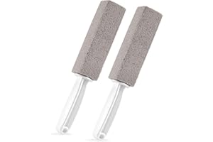 FALAMON 2 Pack Pumice Stone for Bowl Cleaning with Handle, Scouring Stick Removes Hard Water Rings, Calcium Buildup and Rust for Cleaning Toilet, Bathroom, Kitchen Sink, Grill (Gray)