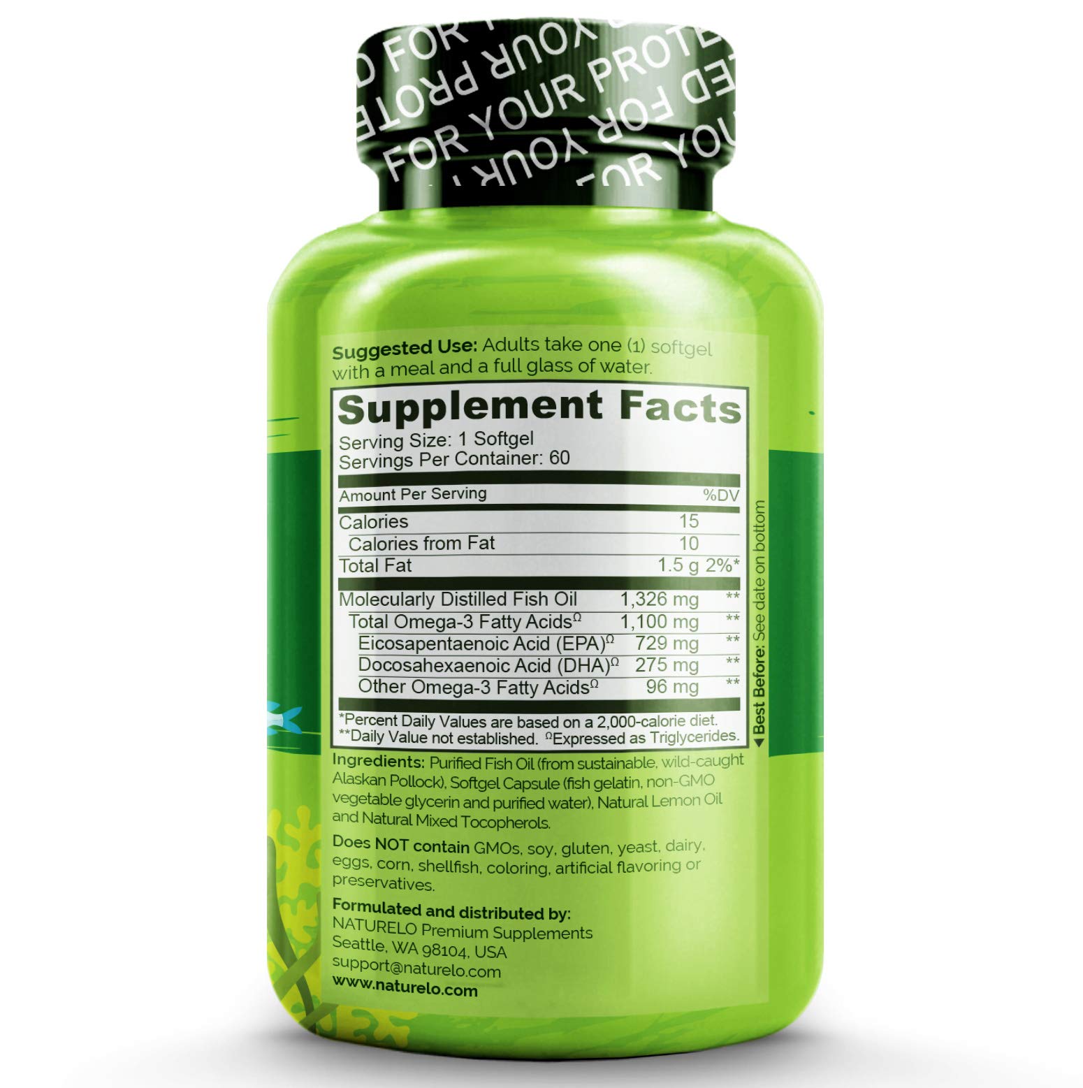 NATURELO Omega3 Fish Oil 1100 mg Triglyceride Omega 3 High