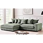 Container Furniture Direct Luxe Oversized Two-Piece Sectional Couches for Living Room, 102.4-Inch L Shaped Sofa with Chaise, Upholstered with Corduroy Fabric, Dark Green - Left Facing