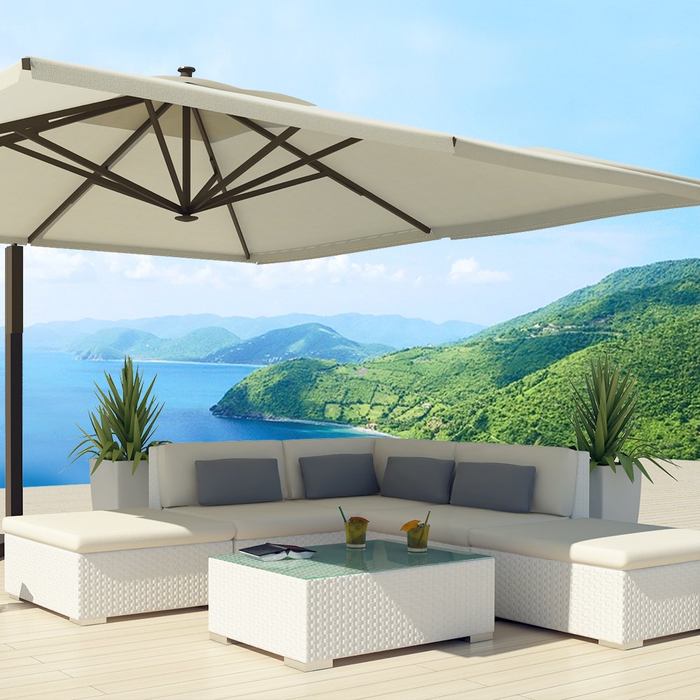 Uduka Outdoor Sectional Patio Furniture White Wicker Sofa Set Porto 6