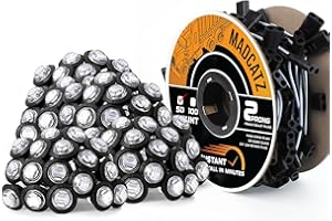 MADCATZ 50 Pcs 3/4" LED Clear Lens Amber Marker Lights 3LED with Bullet Connector Plug + 2 Prong Continuous Wire Harness Roll, 50 Female Plugs - 6.5 inch for Truck Trailer Pickup 12V DC