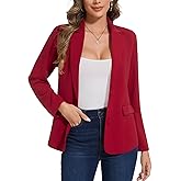 MINTLIMIT Blazers for Women Long Sleeve Button Front Blazer Notch Lapel Casual Work Office Suit Jackets with Pocket Red Large