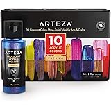 ARTEZA Iridescent Acrylic Paint, Set of 10 Chameleon Colors, 2 oz/60ml Bottles, High Viscosity Shimmer Paint, Water-Based, Bl