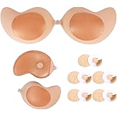 Aiwosana Double Sided Sticky Bra - Adhesive Bra Push up Sticks on Both Sides, Strapless Invisible Bra for Backless Dress Tops