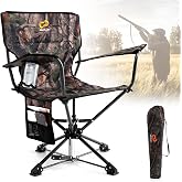 Goplus 360&deg; Swivel Hunting Chair, Folding Hunting Blind Chair for Adults with Cup Holder &amp; Carrying Bag, Lightweight Portable Camping Chairs for Lawn Fishing Picnic Beach Outdoor