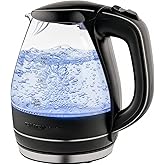 OVENTE Electric Kettle, 1.5L Borosilicate Glass Countertop Water Heater and Boiler for Coffee or Tea, BPA-Free, Auto Shut-Off