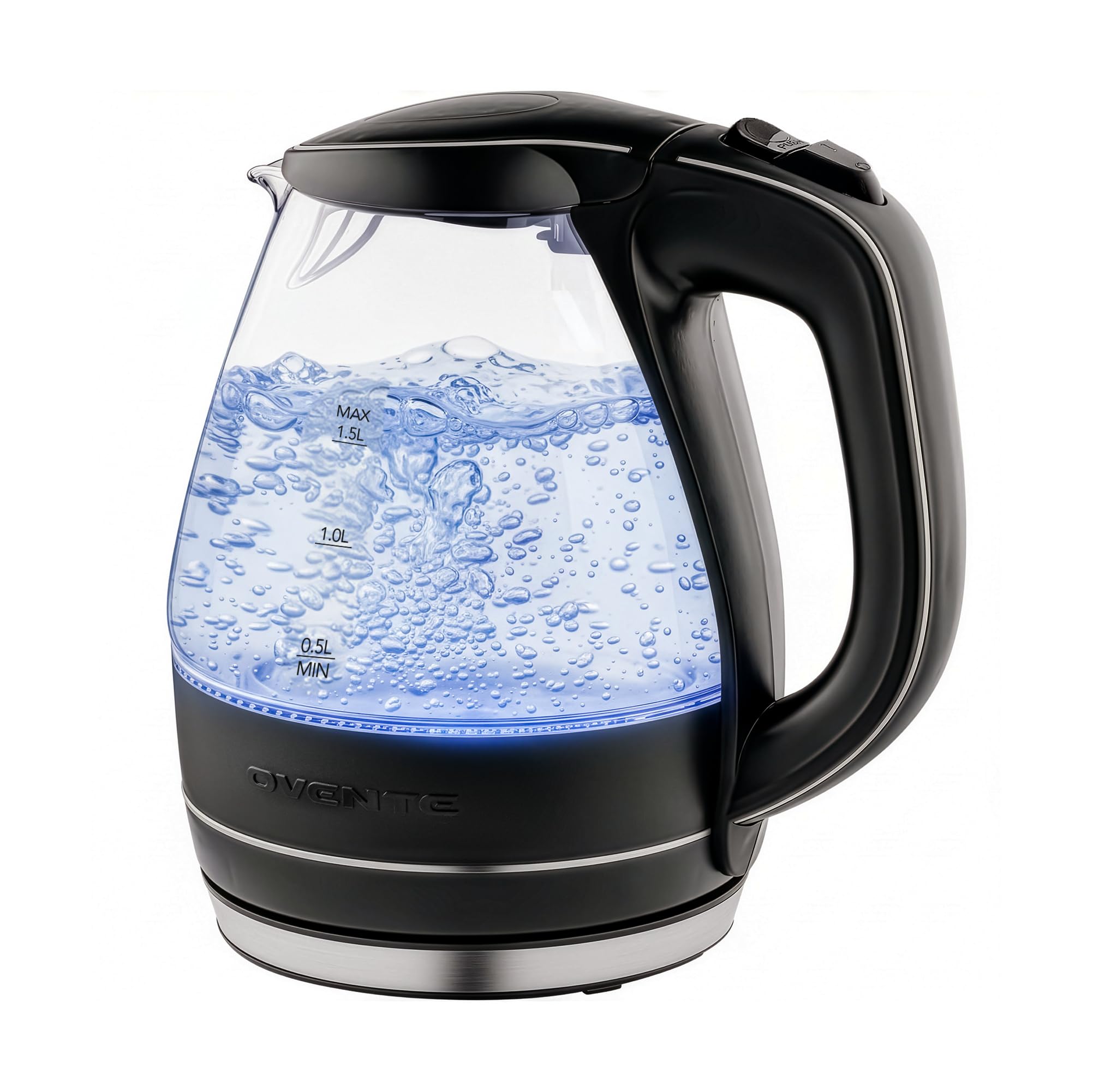 Photo 1 of *UNTESTED*
OVENTE Electric Kettle, 1.5L Borosilicate Glass Countertop Water Heater and Boiler for Coffee or Tea, BPA-Free, Auto Shut-Off, Boil-Dry Protection, Removable and Washable Spout Filter, Black KG83B