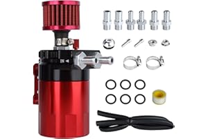 EIGIIS Universal Car Oil Catch Can Kit Polish Baffled Automotive Reservoir Tank 300ml with Breather Aluminum Compact Dual Cylinder