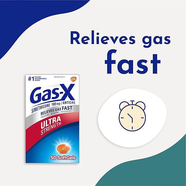 GAS-X ULTRA STRENGTH GAS RELIEF SOFTGELS WITH SIMETHICONE 180 MG FOR BLOATING RELIEF – 50 COUNT