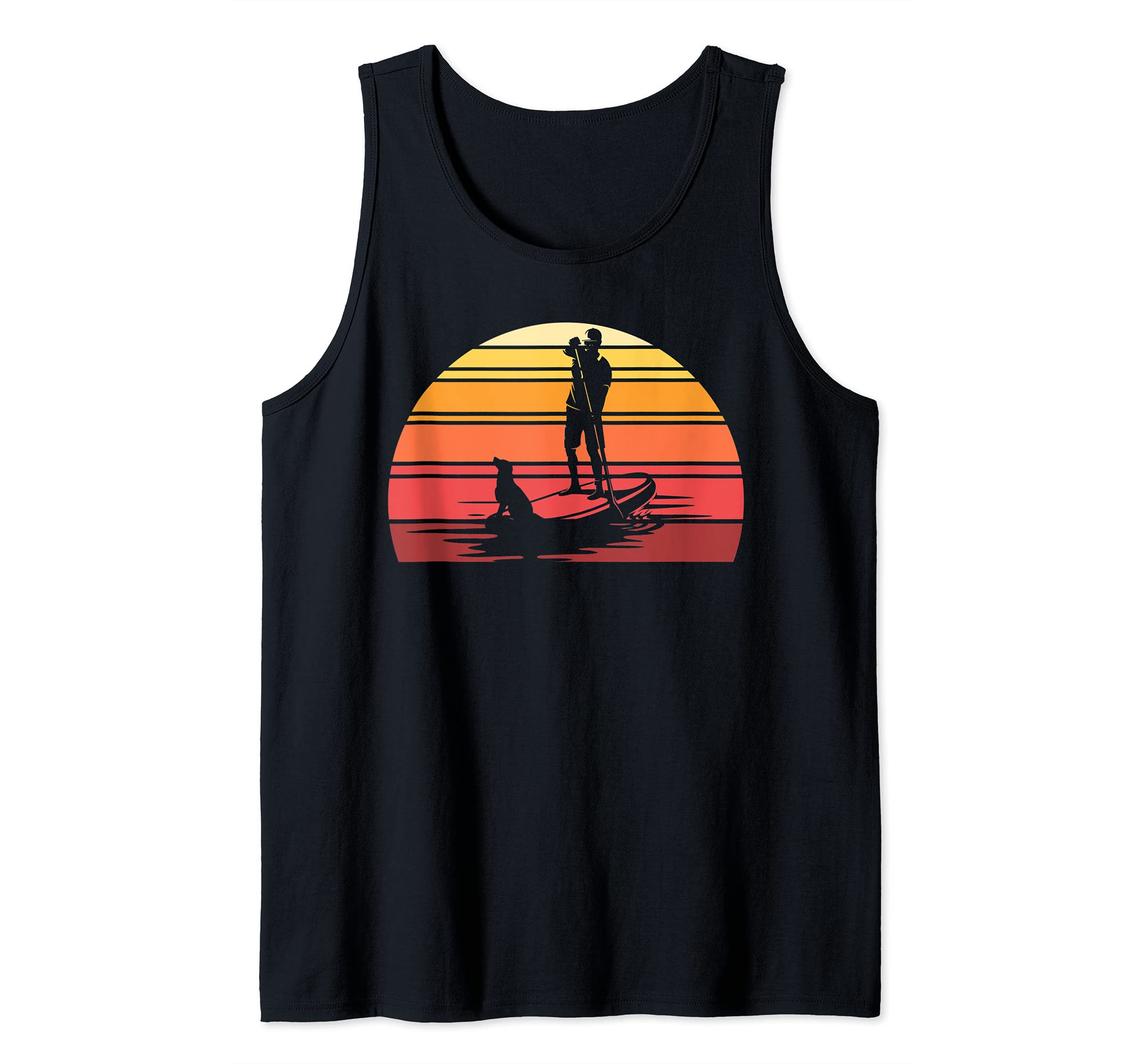 Retro Stand Up Paddler Animal Dog SUP Stand Up Paddling Tank Top