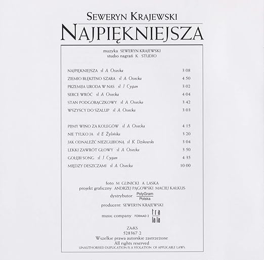 Krajewski Seweryn Najpiekniejsza Amazon Com Music
