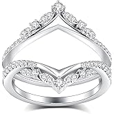 VAXOJEL Moissanite Ring Enhancer for Engagement Rings Curved Ring Enhancer for Wedding Bands S925 Sterling Silver 18K White Gold Plated Rings for Wife Women Her