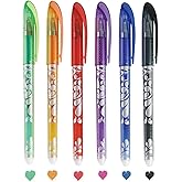 MOZXIRZ 6 Pcs Erasable Colored Pens Capped Pens Cute Colorful Erasable Pen 0.5mm Point Coloured Gel Pen for Women Girls Men Boys Office School Supplies (6Pcs Capped)