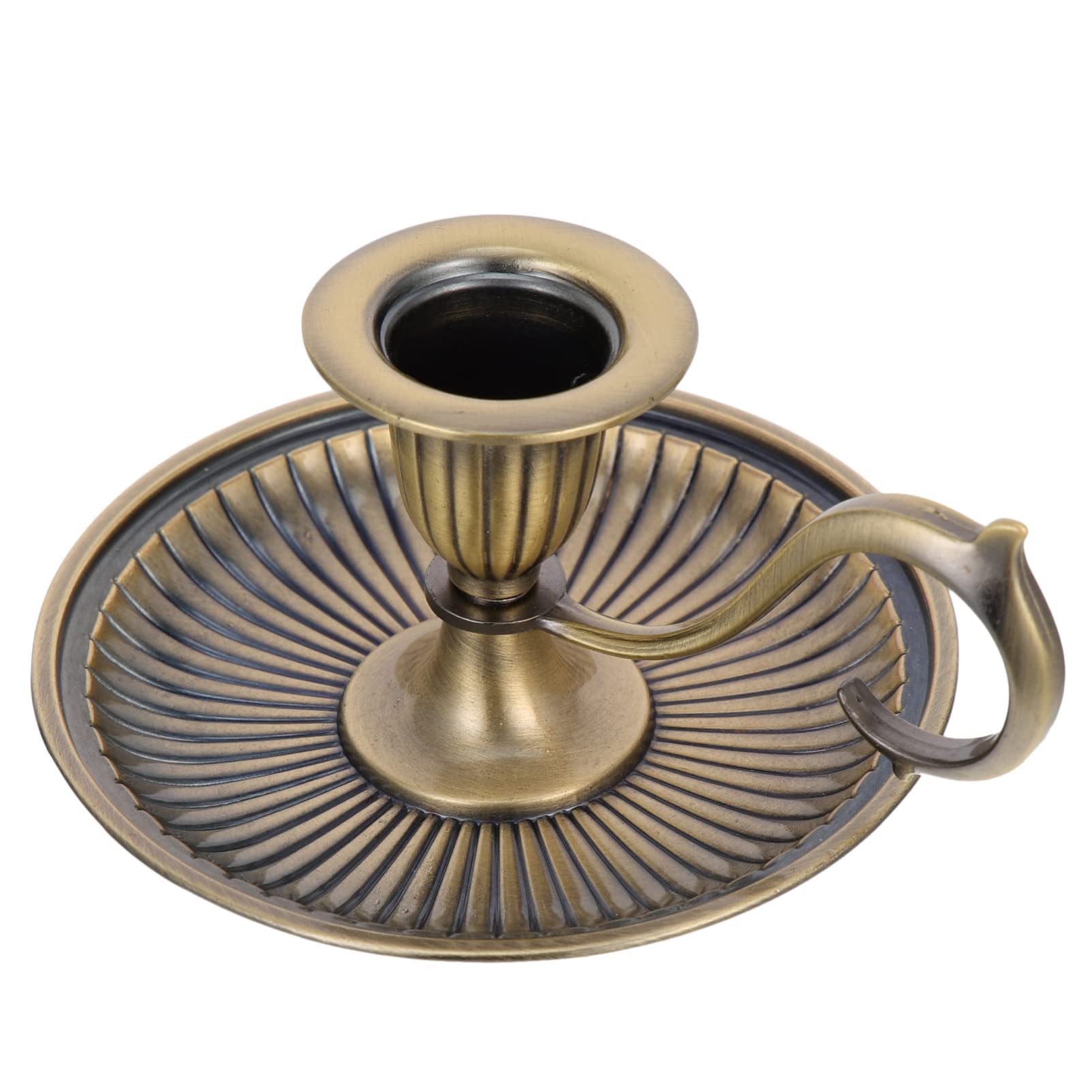 Milisten Wedding Table Decor Chamberstick Taper Candle Holder with Finger Ring Tapered Candle Stand Antique Candle Holder for Home Party Decor