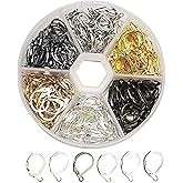 Chenkou Craft 180pcs in Box Assorted 6 Colors Lever Back Hoop Earring French Hook Ear Wire with Open Loop Jewelry Earring Making (Multi-Color, 5/8"(15mm))