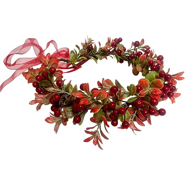 Flower Crown Polyester Hairband Christmas Style Red Berries Pine Cones for Weddi Amazon.com : TOECWEGR Christmas Flower Crown Floral Wreath  main image 4