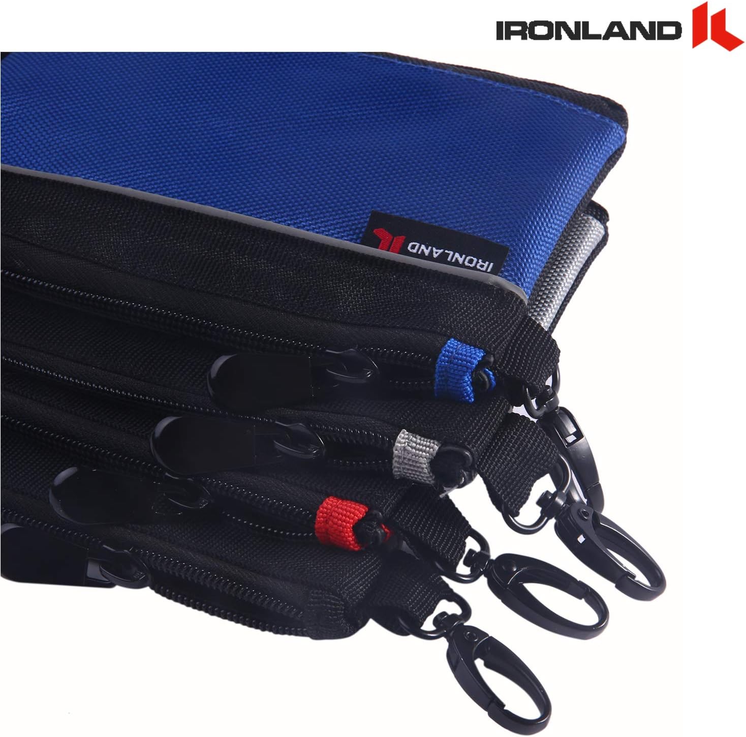 IRONLAND Utility Bag, 4 Pack Zipper Tool Bags Waterproof Heavy Duty in Blue, Grey, Red, Black 1680D Tool Pouch (7/9/10/12 Inch) - - 