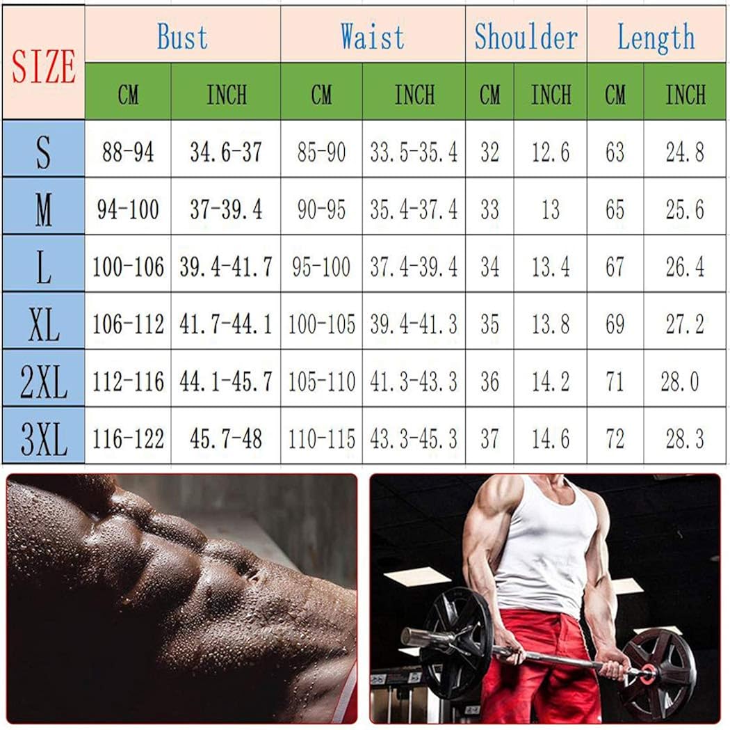 FLORATA Men Waist Trainer Vest Hot Sweat Sauna Suit Corset Body Shaper Zipper Tank Top Workout Shirt : Clothing