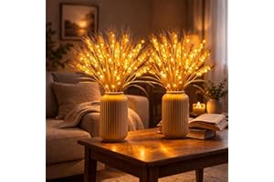 Golden Harvest Light,Wheat Stalks Decor Table Lamp, Battery Operated Flower Lamps, LED Rustic Autumn Centerpiece for Seasonal