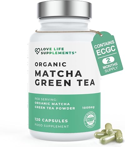 Love Life Supplements Organic Matcha Green Tea Capsules 120ct 1000mg