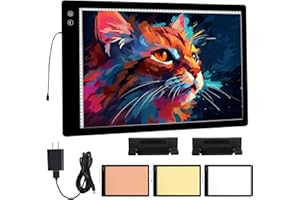 IVAOOZE Rechargeable A2 Light Pad, 3-Color Light Setting Diamond Painting LED Light Board, 6-Level/Stepless Adjusted Brightness Large Size Tracing Light Box Kits with 2 Clips for Drawing, Sketching, Animation