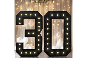LOBOOM 4FT Marquee Light Up Numbers, Black Giant Marquee Number Big Mosaic Number for 30th Birthday Party Decorations Backdrop 30 Anniversary Decor, Pre-Cut Frame Large Number 30