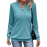 EADINVE Womens V Neck Long Sleeve Sweatshirts Lightweight Pullover Cute Fashion Cute Fall Clothes Tunic Tops 2025