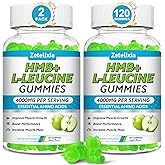 HMB and L-Leucine Gummies, 4000mg HMB and Leucine Supplements Amino Acid Gummies for Men & Women, Support Muscle Growth, Muscle Relief and Workout Recovery, Sugar-Free, Vegan, Apple Flavor, 120 Count