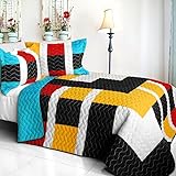 Onitiva [Designer - 1] Vermicelli-Quilted Patchwork Quilt Set Full/Queen