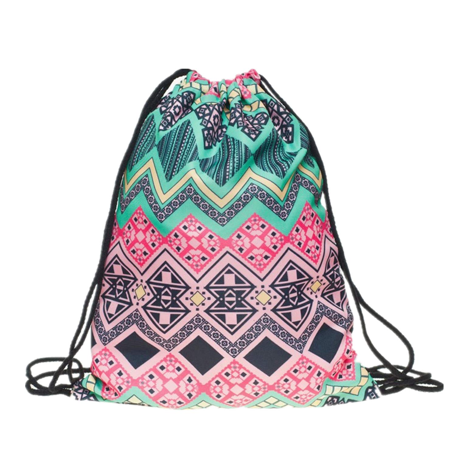 Tskybag Boys Girls Teenager Drawstring Bag School backpack Rucksack Handbag Shoulder PE Bag Gym Bag Travel Pouch String Travel Gym (Mandala Pink)