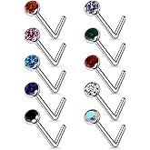 Lsnevsie 18G 20G 22G Astm F136 Titanium Nose Rings Studs Piercing Jewelry for Women Men Cubic Zirconia Nose Rings Nostril Piercing Jewelry Diamond Clear CZ 1.5mm 2mm 2.5mm 3mm 10PCS