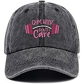 Gym Hair Don't Care,Funny Hats,Vintage Caps,Mama Hat for Women,Gym Hats for Women,Adjustable Cotton Baseball Cap for Women Black