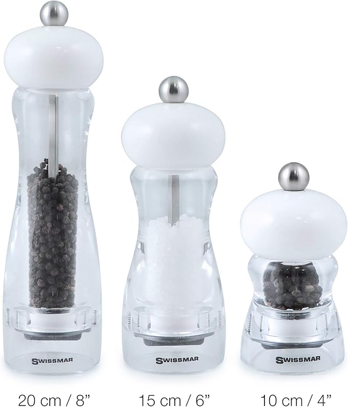Swissmar Andrea 6Inch Pepper Mill, Glossy White Kitchen