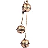 MesuBari Tibetan Inspired Metal Hanging Bells Wind Chime Rustic Decorative Antique Bronze Finish with Jute Rope for Home Garden Patio Festive Decor Set of 3 18 Inch