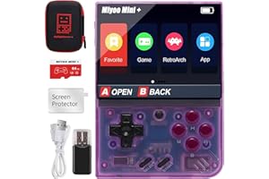 ASTARAMA Miyoo Mini Plus Handheld Game Console with Storage Bag, 3.5 Inch Open Source Retro Game Console, Built in 64G TF Card & 10000+ Classic Games, Support WiFi