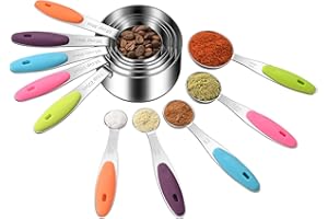 Measuring Cups and Spoons Set 304 Stainless Steel Metric and US Measurements, Stackable Cups and Spoons, Fits for Measuring D