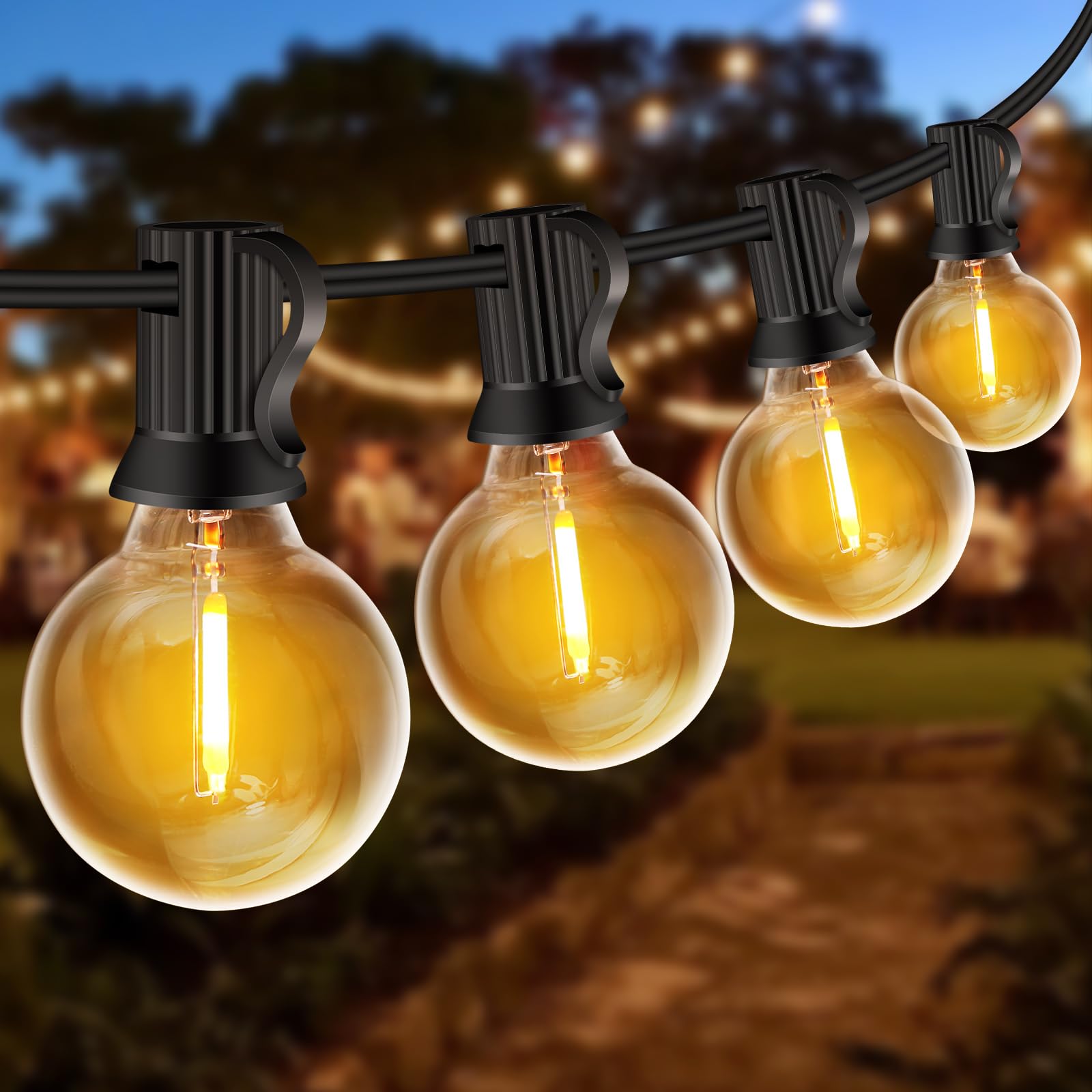ZYRIVON Outdoor String Lights Mains Powered - 20M/66Ft 30+2 LED Garden Lighting, Shatterproof Waterproof, Warm White for Garden, Yard, Wedding, Christmas, Gazebo, Fence, Roof, Party