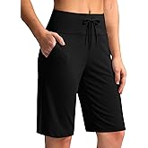 G Gradual Women's Bermuda Shorts with Pockets 11" Knee Length Stretch Comfy Drawstring Long Shorts for Women Summer Walking