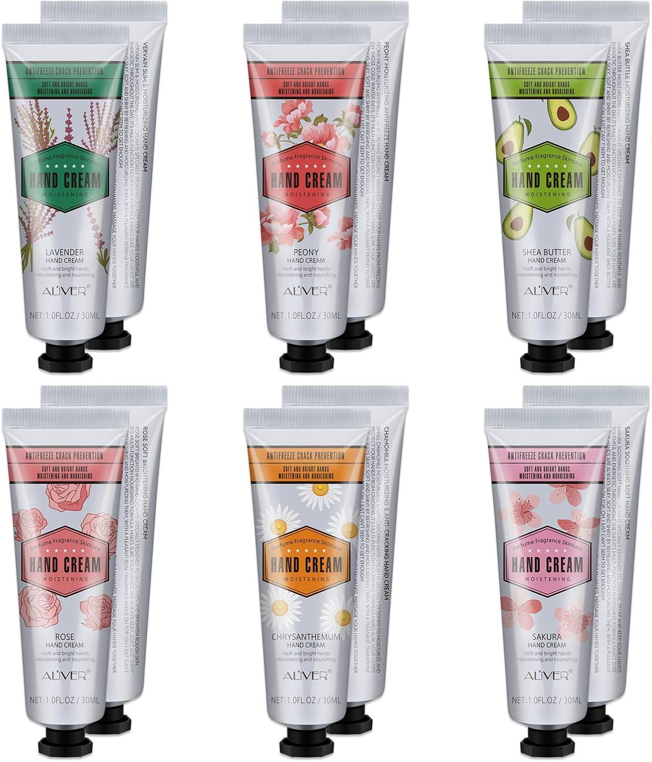 Hand Cream Set Pack of 6 Plant Fragrance Moisturizing Hand Care Cream