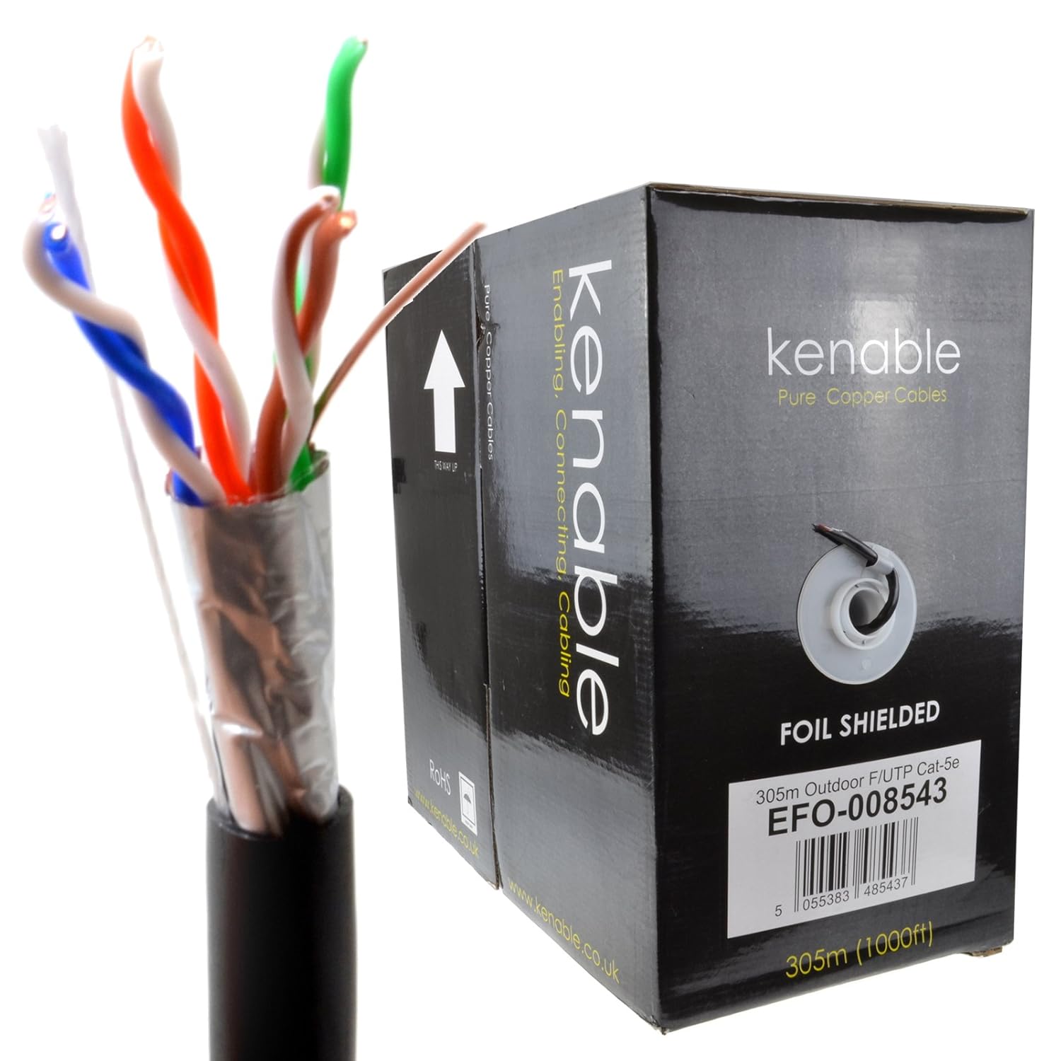 kenable External SHIELDED CAT5e Outdoor COPPER Cable FTP Reel