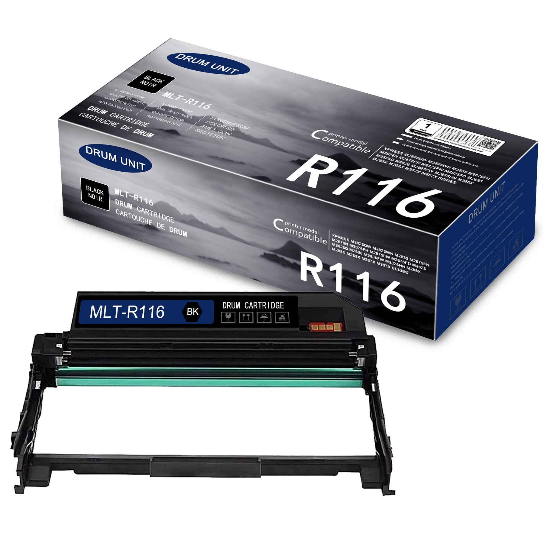 Photo 1 of [1-Pack, Black] MLT-R116 R116 Drum Unit Compatible Replacement for Samsung Xpress M2825DW 2825WN 2835 675FN 2676N 2875FW 2875FD 2625 2625D 2626 2885FW 288x 262x 267x 287x Series Printer