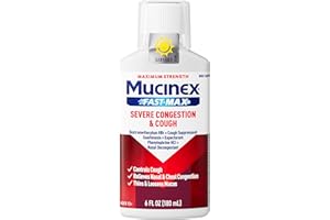 Mucinex Fast-Max Severe Congestion & Cough Medicine, Maximum Strength Symptom Relief, Over-The-Counter Medication, Cold Medicine, Cough Suppressant, Expectorant, Nasal Decongestant, 6 Fl Oz