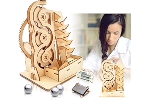 AURYEE Solar 3D Wooden Puzzle Marble Run DIY Model Kit Craft Sets Educational Wood Mechanical Building Toys STEM Science Experiments Projects Birthday Gift for Adult Men Kids Age 8 10 12 14＋