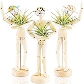 Melphoe 3 Pack Air Plant Holder Wooden Jointed Mannequin Tabletop Flexible Shape Adjustable Pose & DIY Accessories Decor Plan