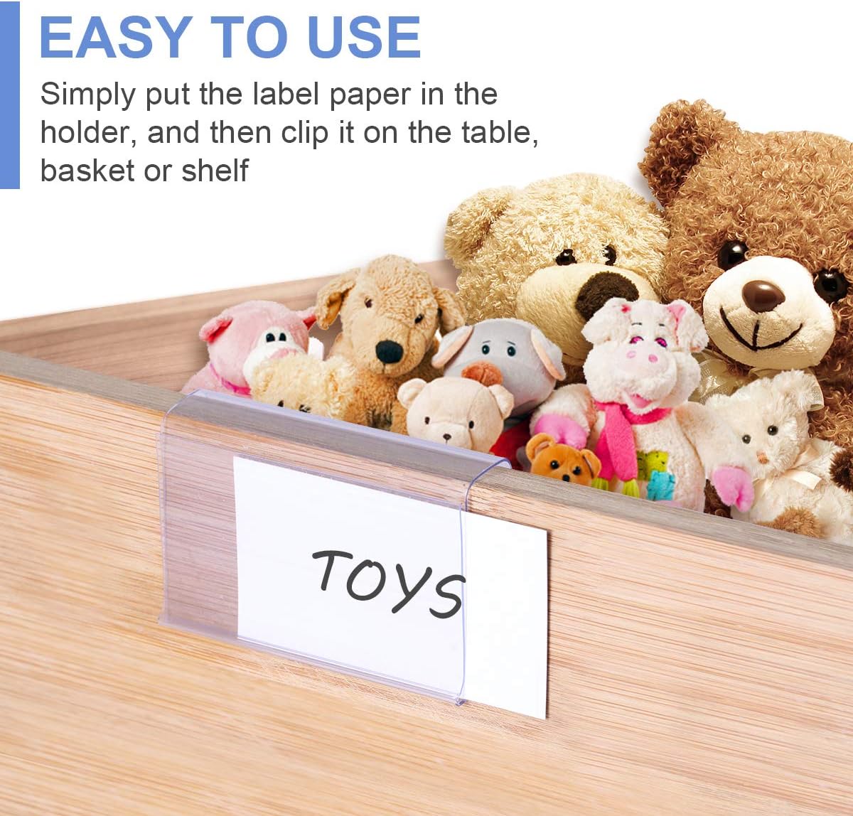 Lenink 30 Pcs Clear Plastic Label Holders, L Shape Sign Holder with 30Pcs Label Paper Compatible with 0.59in Thick Shelves for Supermarkets, Shops, Tables, Shelves Displaying Label Area 3in Lx1.7in H : Office Products