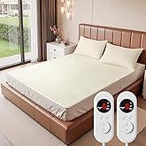 Heated Mattress Pad Queen Size - Electric Mattress Pad with Dual Control, Soft Blanket, Bed Warmer Heater Sheets, 8 Heating Settings,1/2/10 Hours Auto Shut Off, 60" x 80" Cream